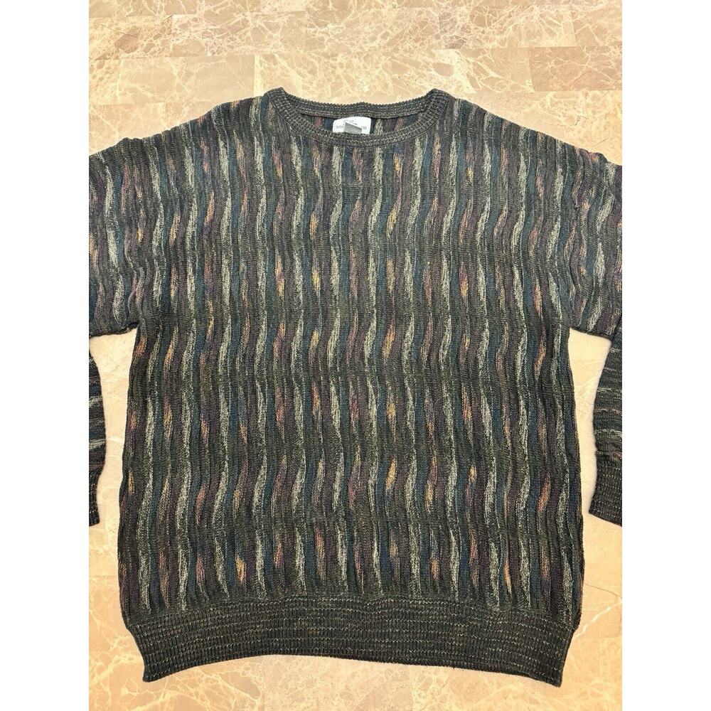 VINTAGE LOUIS ROTH COOGI STYLE WEAVE SWEATER BROWN MULTO MENS Large EXCELLENT